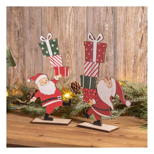 Melrose International Wooden Santa w/ Presents Figurines (Set of 2) - Primary Image