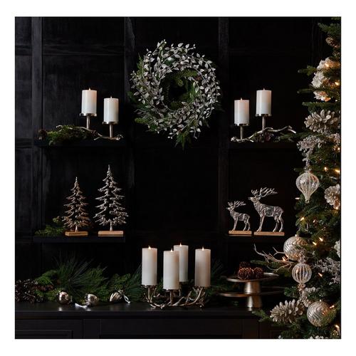 Melrose International 7in and 9.5in Aluminum Deer on Wood Base Dcor (Set of 2) - Primary Image