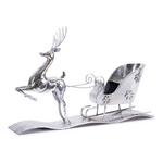 Melrose International Silver Iron Reindeer w/ Sleigh Figurine - Thumbnail 1 of 4
