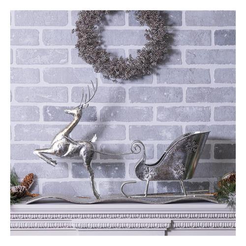 Melrose International Silver Iron Reindeer w/ Sleigh Figurine - Primary Image