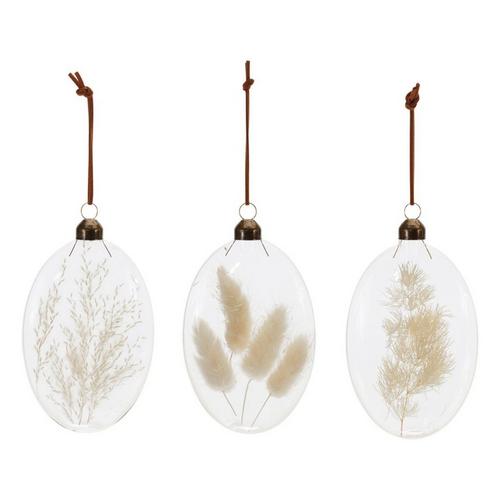 Melrose International Glass Ornaments with White Dried Floral (Set of 12) - Primary Image