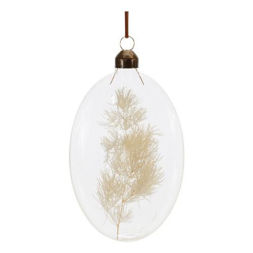 Melrose International Glass Ornaments with White Dried Floral (Set of 12) - Primary Image