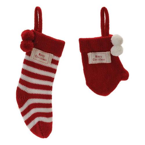 Melrose International Stocking and Mitten Ornaments (Set of 12) - Primary Image
