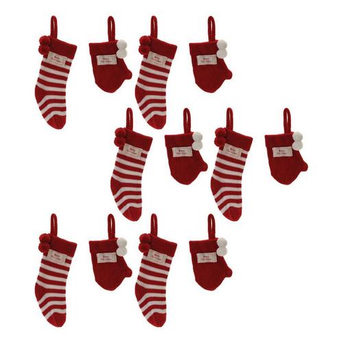 Melrose International Stocking and Mitten Ornaments (Set of 12) - Primary Image