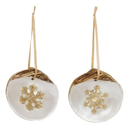 Melrose International Clam Shell and Snowflake Ornaments (Set of 12) - Primary Image