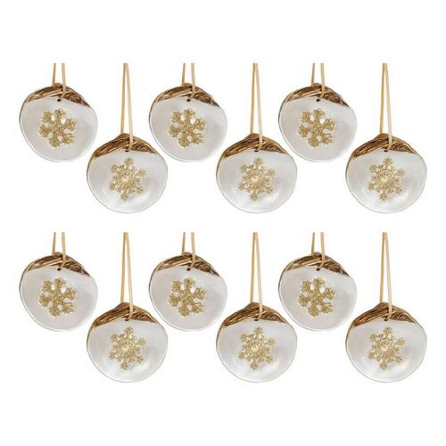 Melrose International Clam Shell and Snowflake Ornaments (Set of 12) - Primary Image