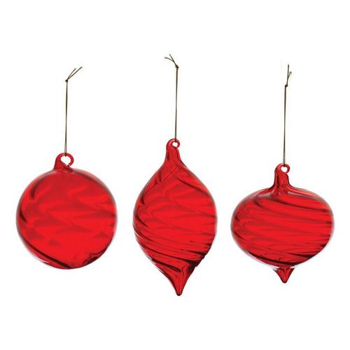 Melrose International Assorted Glass Red Ball Ornament - Primary Image