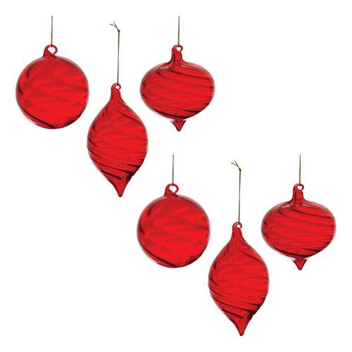 Melrose International Assorted Glass Red Ball Ornament - Primary Image