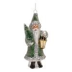 Melrose International 6.5in Glass Green Santa Ornaments (Set of 6) - Thumbnail 1 of 3