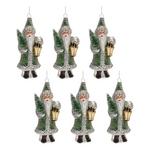 Melrose International 6.5in Glass Green Santa Ornaments (Set of 6) - Thumbnail 3 of 3