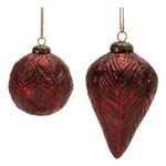 Melrose International Burgandy Distressed Glass Ornaments (Set of 6) - Thumbnail 1 of 3