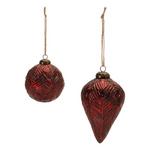 Melrose International Burgandy Distressed Glass Ornaments (Set of 6) - Thumbnail 2 of 3