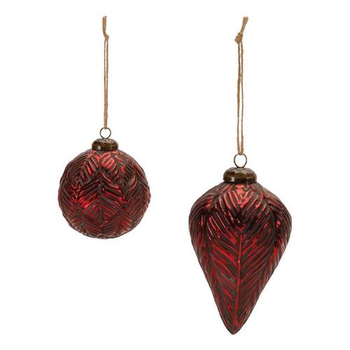 Melrose International Burgandy Distressed Glass Ornaments (Set of 6) - Primary Image