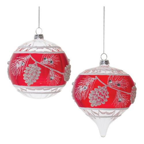 Melrose International Glittered Pinecone Glass Ornaments (Set of 6) - Primary Image