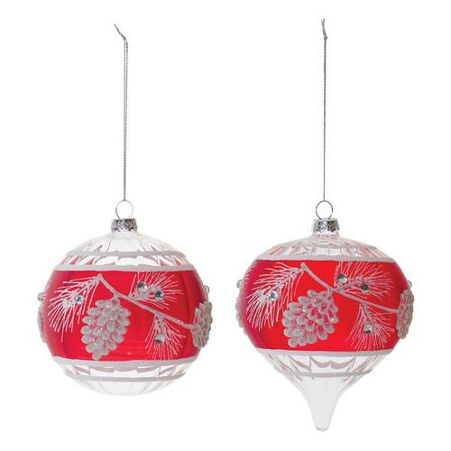 Melrose International Glittered Pinecone Glass Ornaments (Set of 6) - Primary Image