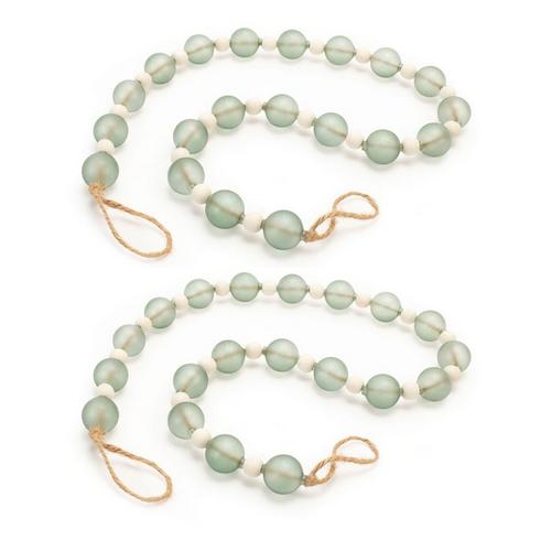 Melrose International Blue and White Glass Bead Garland (Set of 6) - Primary Image
