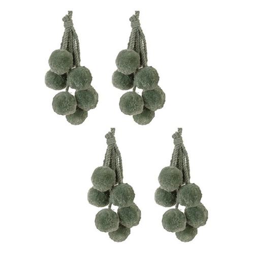 Melrose International 14.5in Green Pom Pom Drop Ornaments (Set of 4) - Primary Image