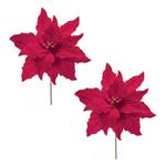 Melrose International 24in Red Poinsettia Stem (Set of 2) - Thumbnail 3 of 3
