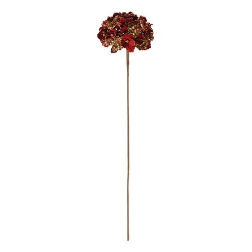 Melrose International 29.5in Red and Gold Hydrangea Stem (Set of 2) - Primary Image