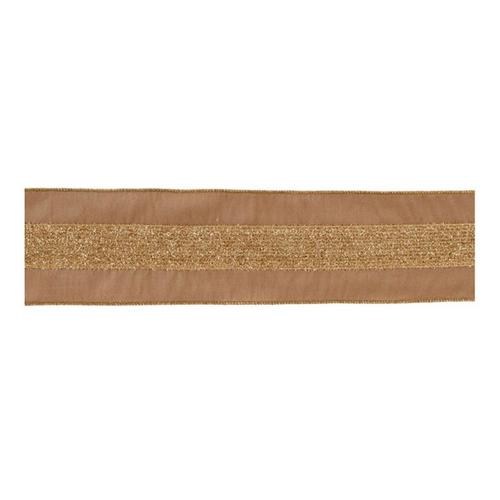 Melrose International Brown Gold Wired Polyester Ribbon (Set of 2) - Primary Image