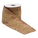 Melrose International Brown Gold Wired Polyester Ribbon (Set of 2) - Thumbnail 2 of 3