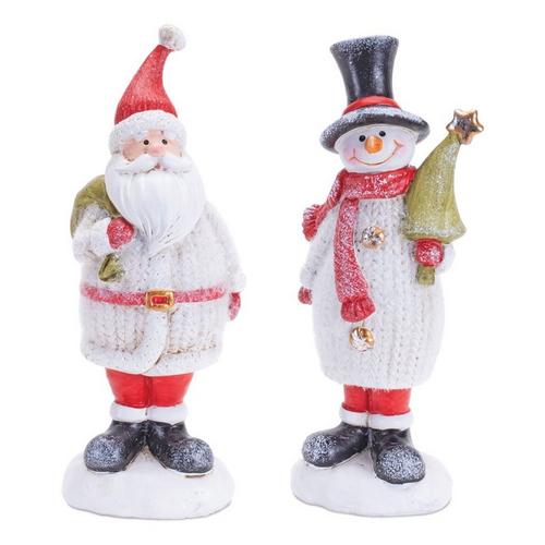 Melrose International 6.5in Resin Santa and Snowman Figurine (Set of 6) - Primary Image