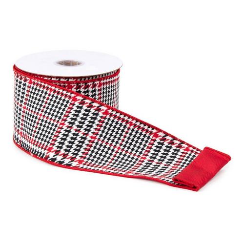Melrose International Black, Red and White Plaid Wired Cotton Ribbon - Primary Image