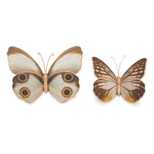 Melrose International Amber Butterfly and Moth Shelf Sitter (Set of 2) - Primary Image