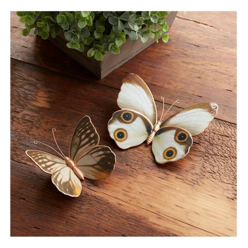 Melrose International Amber Butterfly and Moth Shelf Sitter (Set of 2) - Primary Image