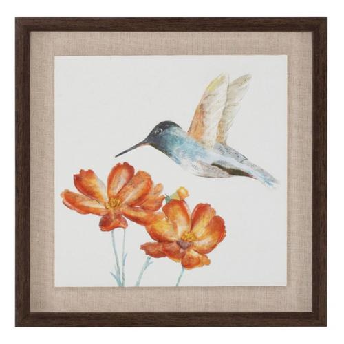 Melrose International 12" Framed Hummingbird Floral Print (Set of 2) - Primary Image