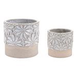 Melrose International Ceramic Floral Planter (Set of 2) - Thumbnail 1 of 4