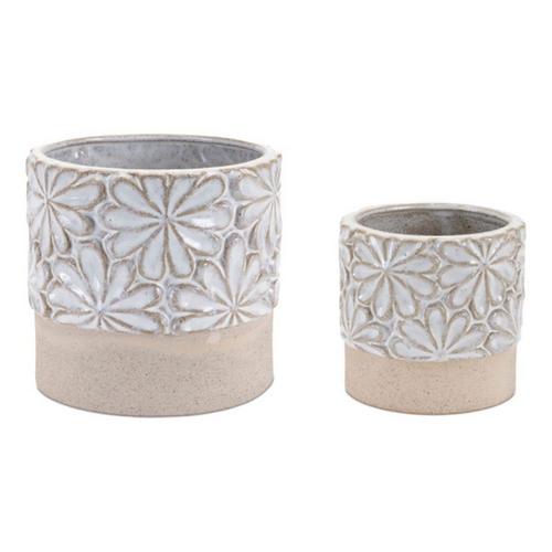 Melrose International Ceramic Floral Planter (Set of 2) - Primary Image