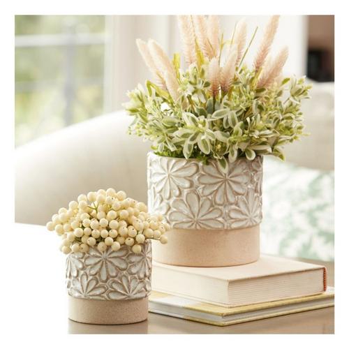 Melrose International Ceramic Floral Planter (Set of 2) - Primary Image