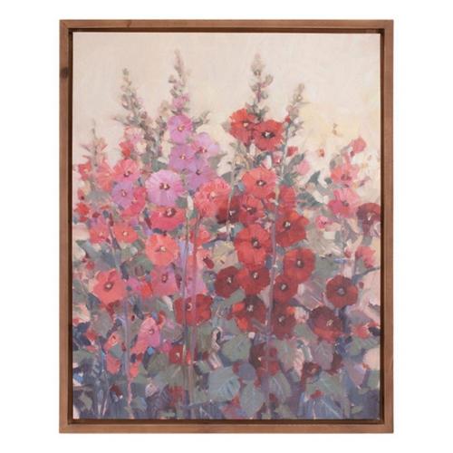 Melrose International Framed Hollyhock Floral Canvas Art 29"H - Primary Image