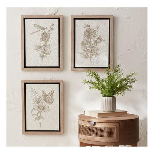 Melrose International Framed Floral Insect Print (Set of 3) - Primary Image
