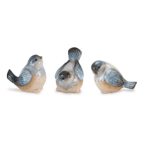 Melrose International Ceramic Bird Figurines with Unglazed Accents (Set of 3) - Primary Image