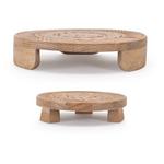 Melrose International Mandala Wood Riser Tray (Set of 2) - Thumbnail 2 of 3