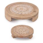 Melrose International Mandala Wood Riser Tray (Set of 2) - Thumbnail 3 of 3