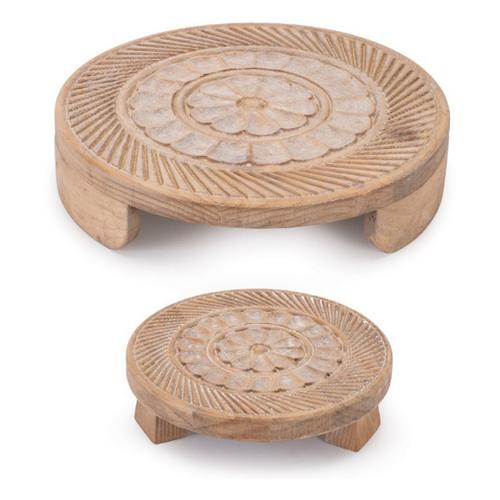 Melrose International Mandala Wood Riser Tray (Set of 2) - Primary Image