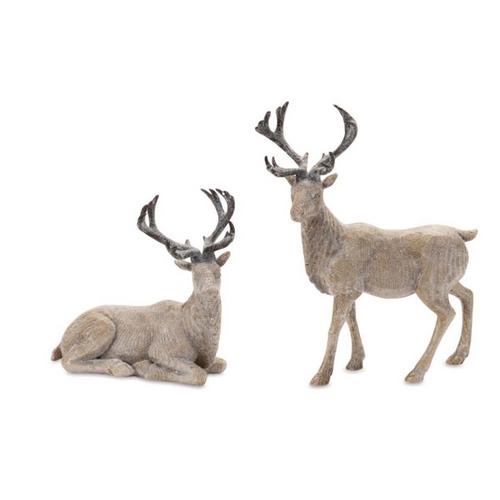 Melrose International 11in Winter Deer Figurine (Set of 2) - Primary Image