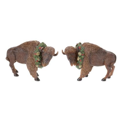 Melrose International Winter Bison Figurine (Set of 2) - Primary Image