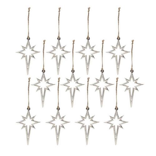 Melrose International Metal Star Ornament (Set of 12) - Primary Image