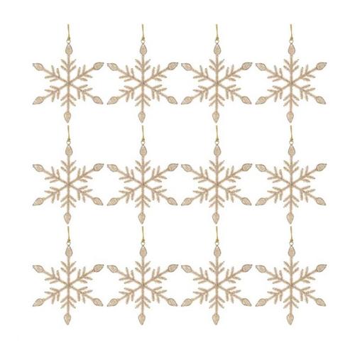 Melrose International Beaded Metal Snowflake Ornament (Set of 12) - Primary Image