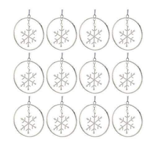 Melrose International Jeweled Metal Hanging Snowflake Ornament (Set of 12) - Primary Image