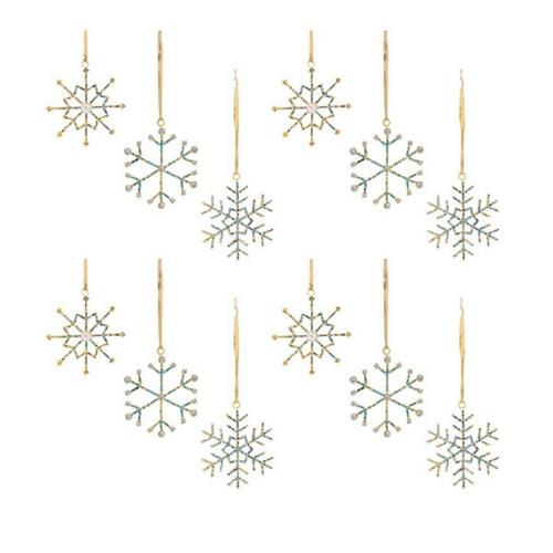 Melrose International Jeweled Metal Snowflake Ornament (Set of 12) - Primary Image