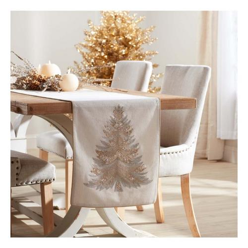 Melrose International Bead Embroidered Pine Tree Table Runner 72"L - Primary Image