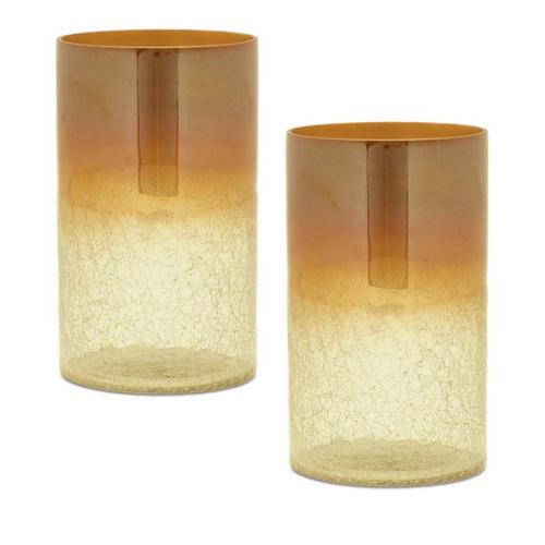 Melrose International Gold Ombre Crackle Glass Vase (Set of 2) - Primary Image