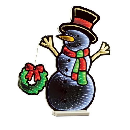 Melrose International Snowman and Wreath Ekkolight 23.5"H - Primary Image
