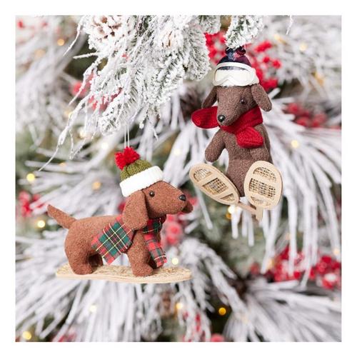 Melrose International Plush Ski and Snowboard Dog Ornament (Set of 6) - Primary Image