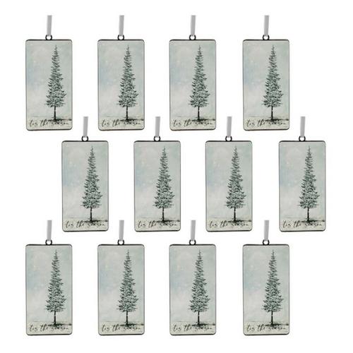 Melrose International Tis the Season Pine Tree Ornament (Set of 12) - Primary Image